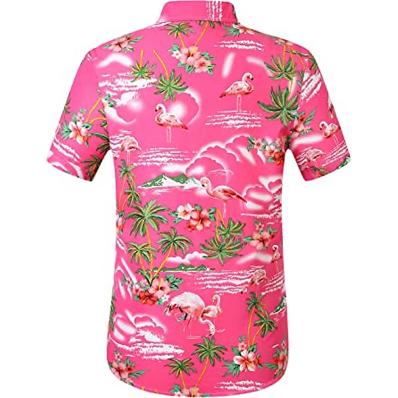 Homme Floral Flamant Tropical Chemise Chemise hawaïenne Chemise Aloha Manches courtes Chemise Col rabattu Tropique Hawaïen Design Extérieur Plein Air du quotidien Rose Claire Jaune Rose Claire 3D de 2025 ? $24.99 –P4