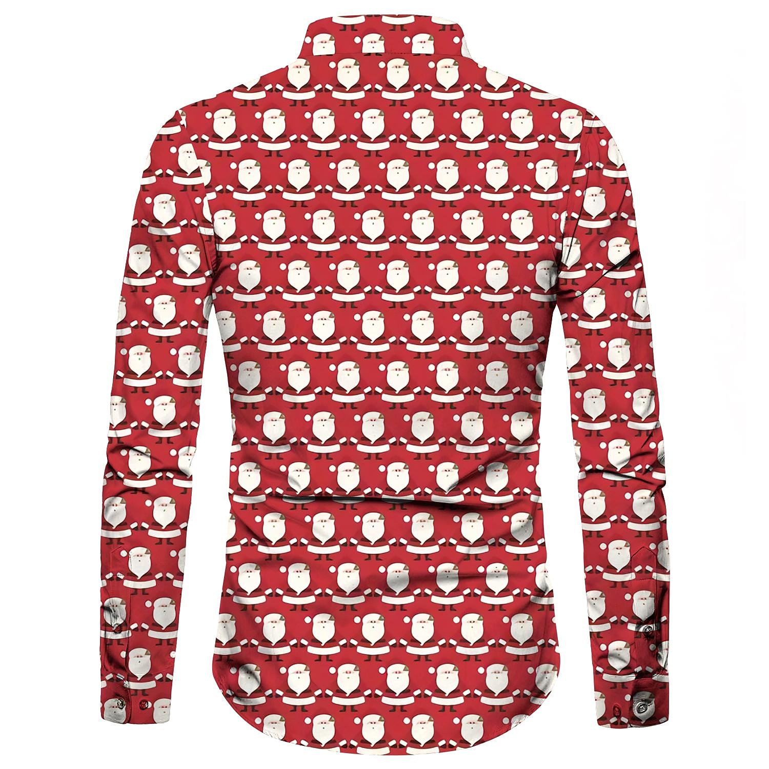 chemises imprimées père noël pour hommes chemises arbre père noël vacances col classique vert armée vert rouge blanc décontracté manches longues imprimé vêtements vêtements mode style ethnique de 2025 ? $26.99 –P13