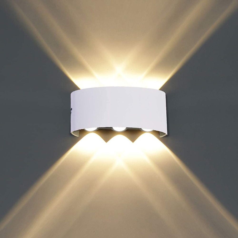 led applique murale extérieure / intérieure 6w haut / bas éclairage intérieur double tête incurvée étanche ip65 applique murale lampe de chambre moderne lumière blanche chaude ac85-265v de 2025 ? $46.99 –P2