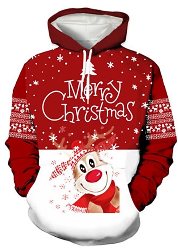 vánoční pánský unisex svetr s kapucí mikina víno červená vlastní potisk černá bílá červená s kapucí santa claus grafický potisk denní sportovní 3d potisk návrhář ležérní velké a vysoké jaro &amp;  2025 - $32.99 –P5