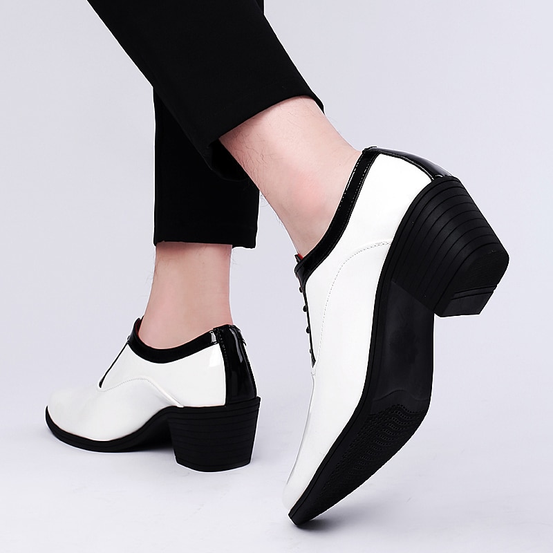 Men's Oxfords Dress Shoes Christmas Party Collections Casual British Wedding Party & Evening PU Black Red White Color Block Winter Fall 2025 - $59.99 –P9
