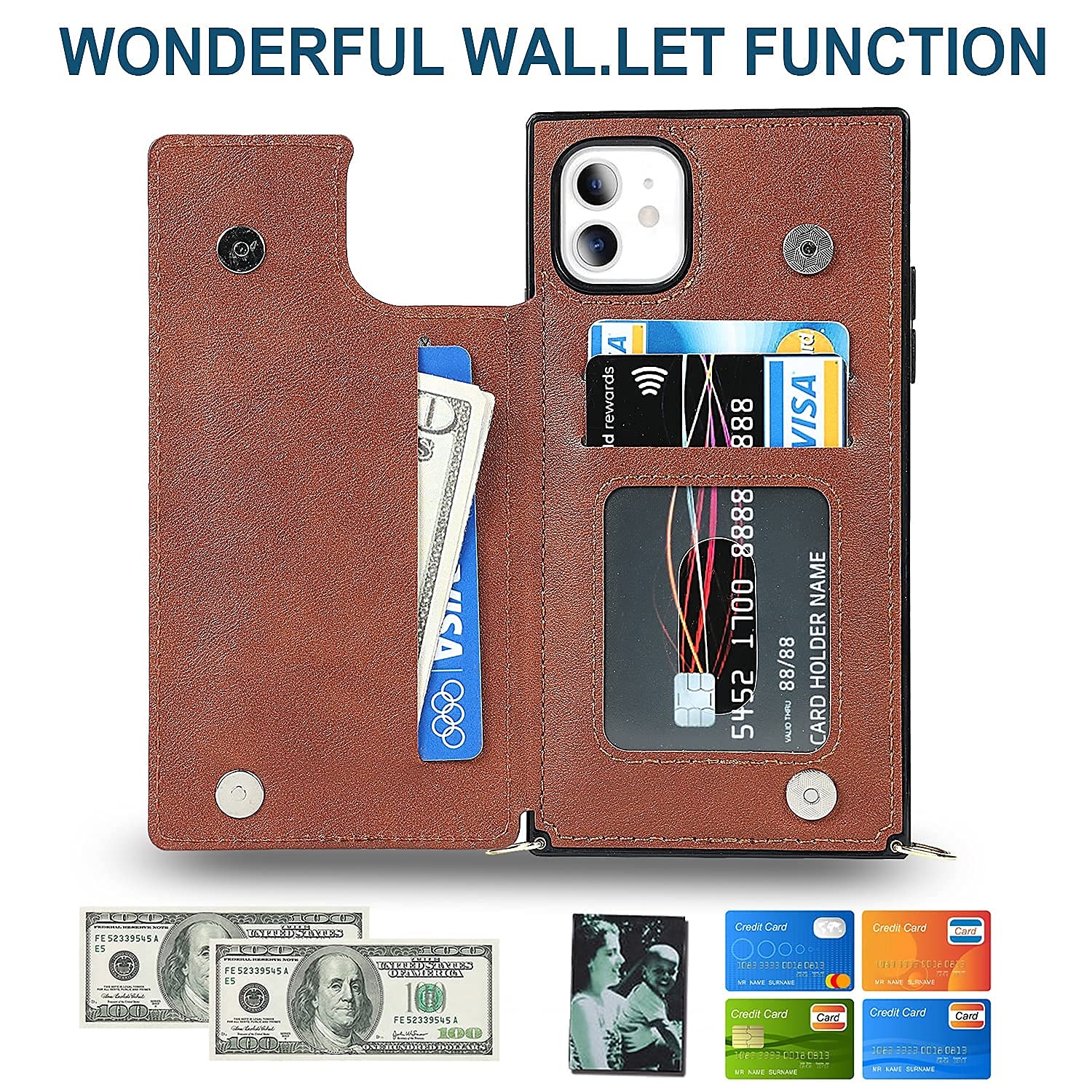 Leather Cards Solt Wallet Case for IPhone 14 Pro Max 13 12 Mini 11