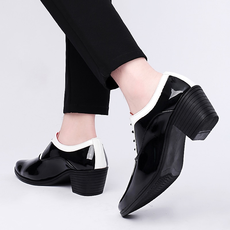 Men's Oxfords Dress Shoes Christmas Party Collections Casual British Wedding Party & Evening PU Black Red White Color Block Winter Fall 2025 - $59.99 –P10