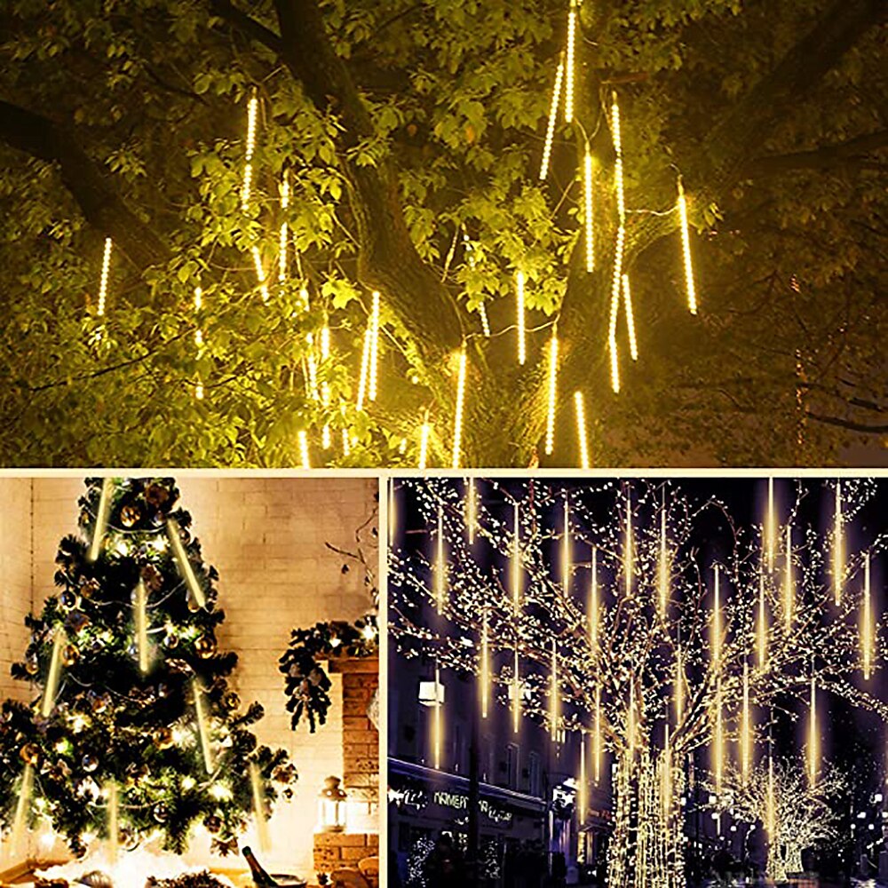 meteorregn regnlys 8 rør 30cm 50cm 384led 192led (11,8 "/ 19,7") strenglys utendørs vanntett til jul bryllupsfest dekorasjon 1 pakke 3 pakker 2025 - $17.49 –P1