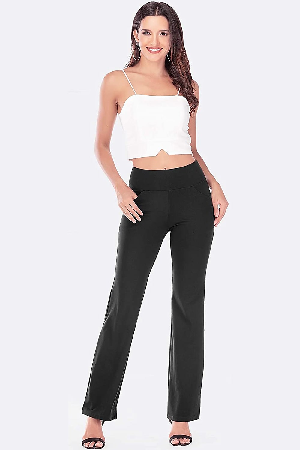 Women's Yoga Pants Side Pockets Wide Leg High Waist Yoga Fitness Gym Workout Bottoms Dark Grey Navy Black Spandex Sports Activewear High Elasticity 2025 - $19.99 –P7