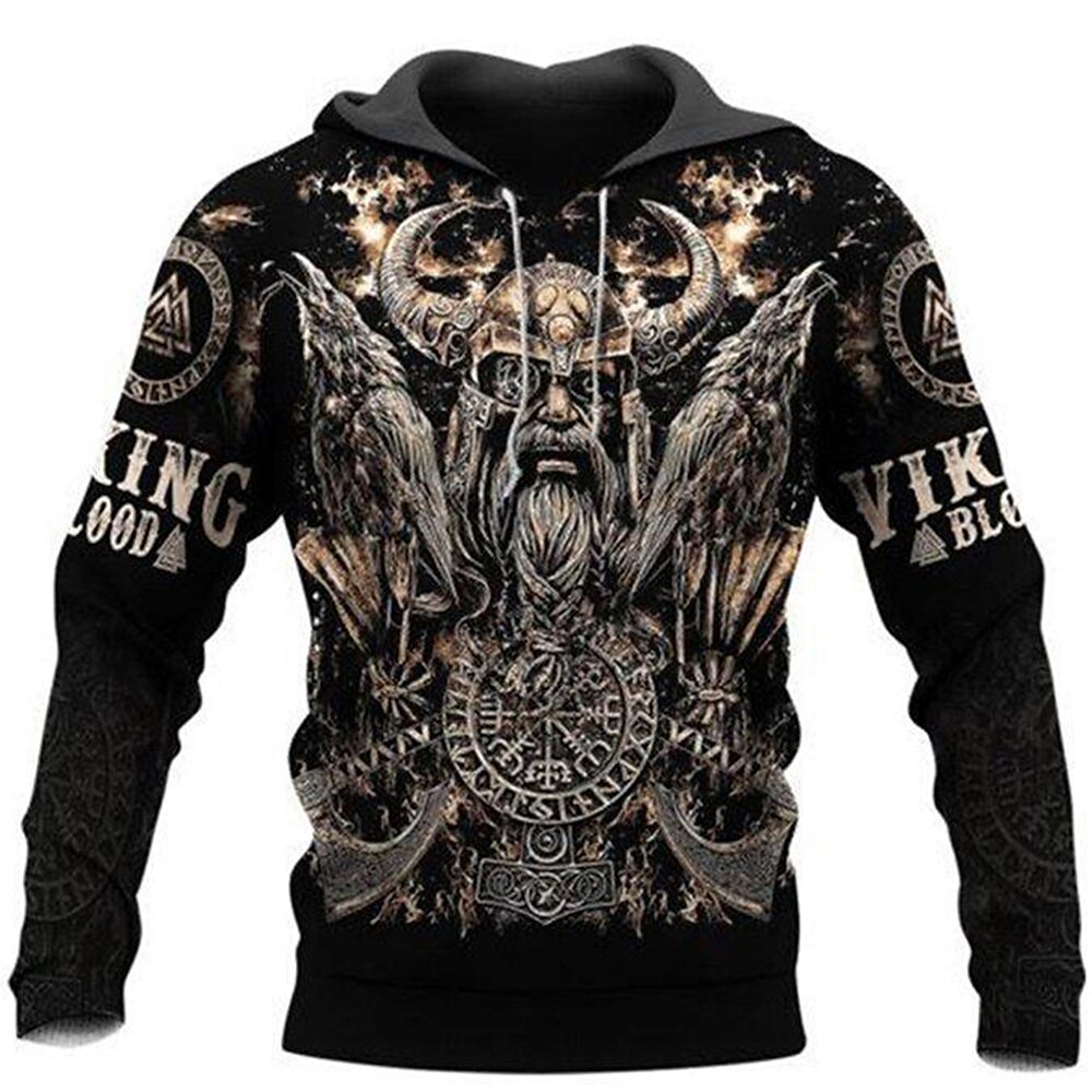 Vikings Guerriers Tatouage Viking Sweat à capuche Dessin Animé Manga Animé 3D Poche avant Art graphique Pour Couple Homme Femme Adulte Impression 3D Casual Quotidien de 2025 ? $34.99 –P3