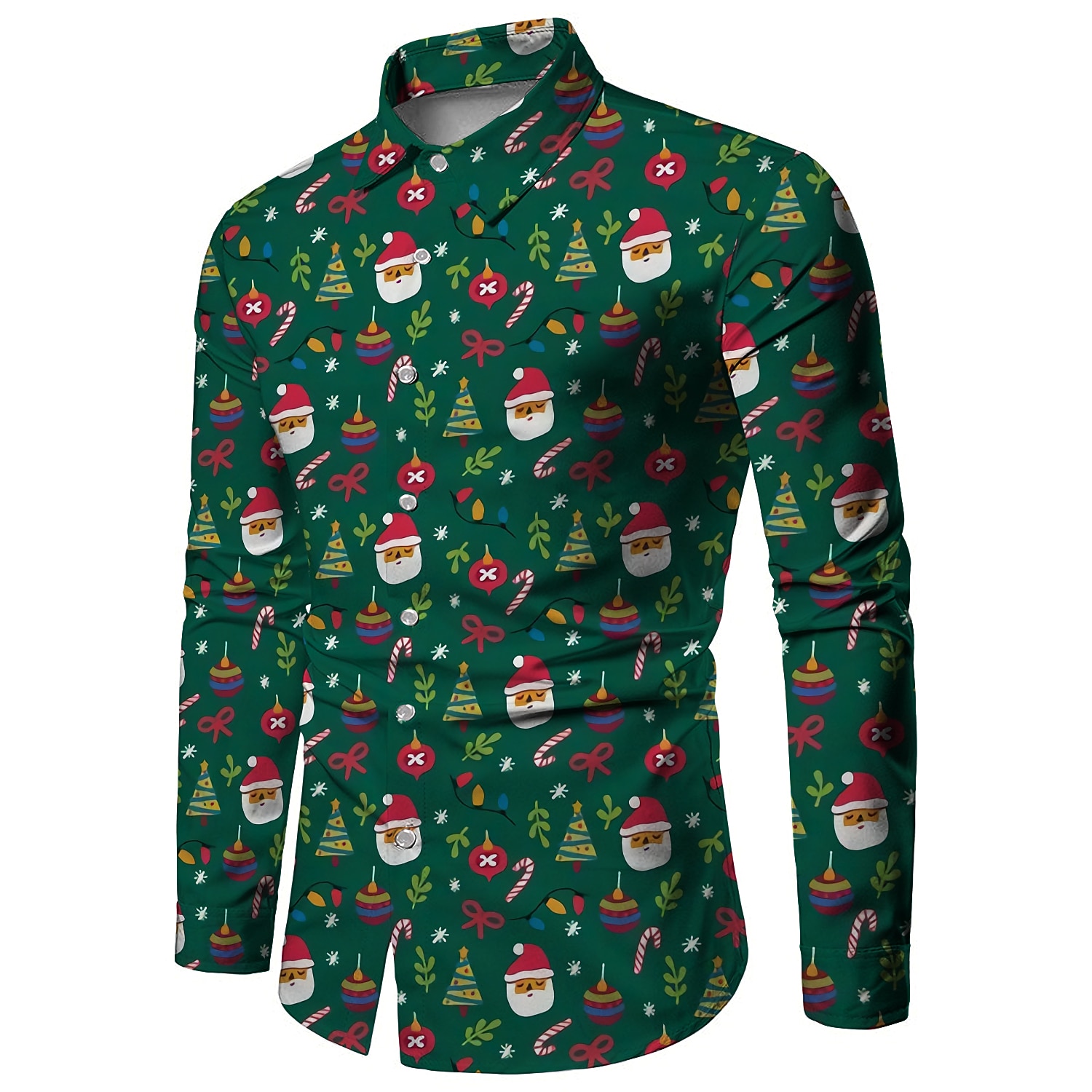 chemises imprimées père noël pour hommes chemises arbre père noël vacances col classique vert armée vert rouge blanc décontracté manches longues imprimé vêtements vêtements mode style ethnique de 2025 ? $26.99 –P8