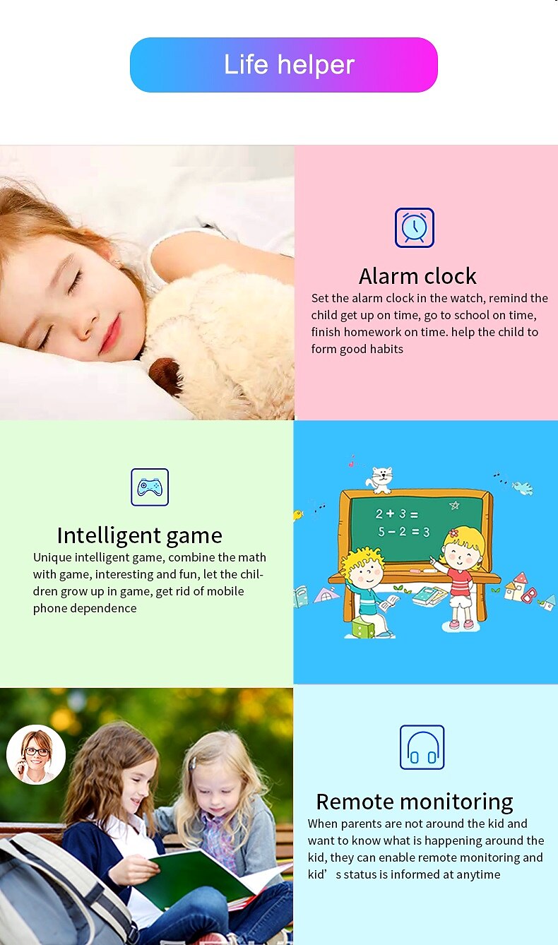 Q19 Smart Watch 1.44 inch Kids Smartwatch Phone Timer Call Reminder Compatible with Android iOS IP 65 Kid's Information 2026 - $29.99 –P8