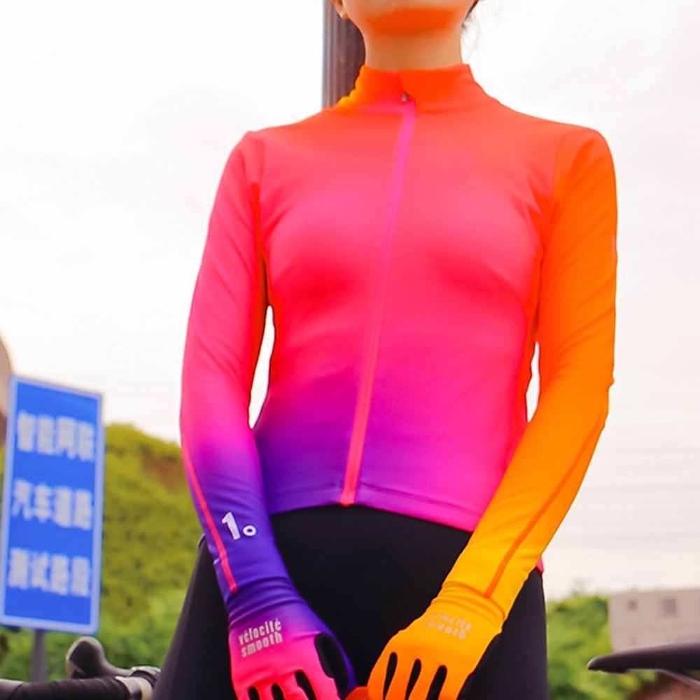 Mujer Maillot de Ciclismo Degradado Manga Larga Bicicleta Maillot Camiseta con 3 bolsillos traseros MTB Bicicleta Montaña Ciclismo Carretera Secado rápido Bandas Reflectantes Bolsillo trasero 2026 - $34.99 –P10