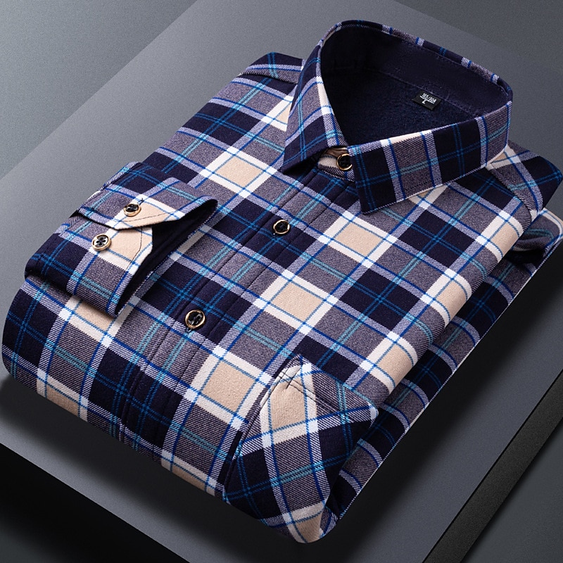 Voor heren Overhemd Geruit overhemd Shirt met kraag Fleeceshirt Overhemd met knopen Ruitjes Bruiloft Buiten A B C D Lange mouw Strijkijzer Winter Kleding 2025 - $29.99 –P3
