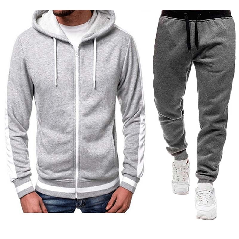 Men's Tracksuit Sweatsuit Zip Hoodie Sweatshirt Hoodie Jacket Jogging Suits Red & Black Black+Light Grey Dark Grey+Light Grey Red+Light Grey Red+Dark Grey Hooded Color Block Drawstring 2 Piece Sports 2026 - $28.99 –P4