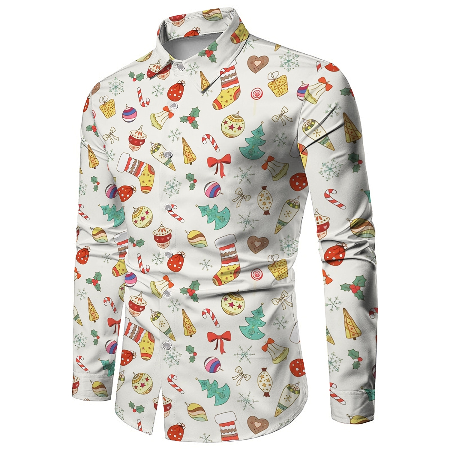 chemises imprimées père noël pour hommes chemises arbre père noël vacances col classique vert armée vert rouge blanc décontracté manches longues imprimé vêtements vêtements mode style ethnique de 2025 ? $26.99 –P10