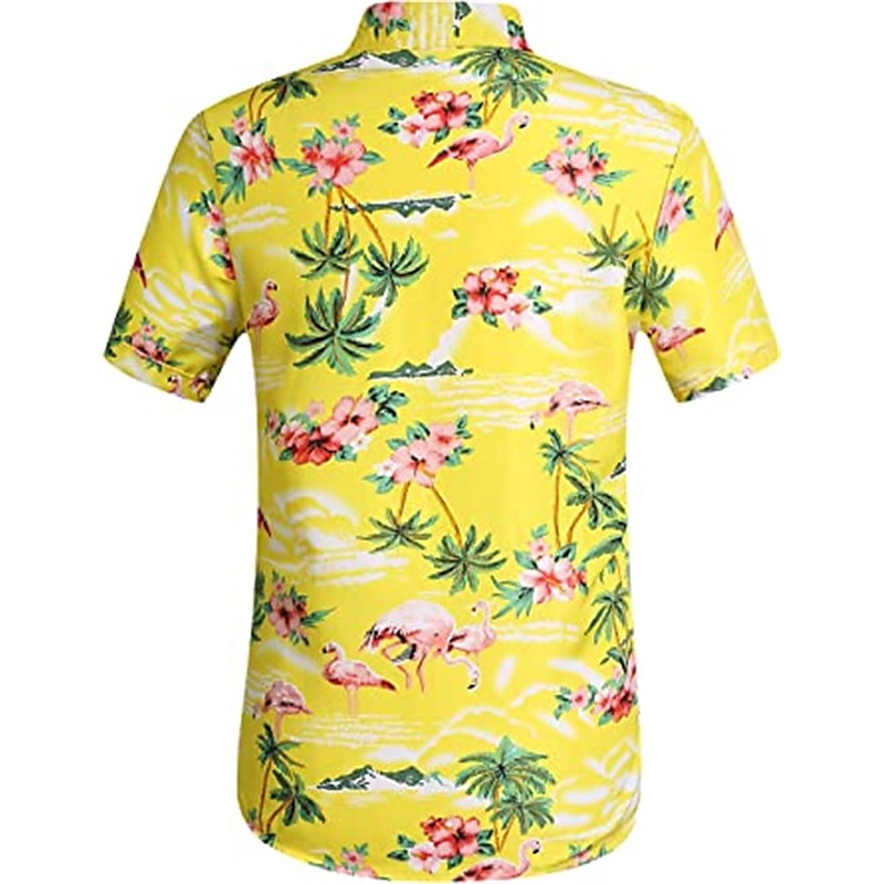 Homme Floral Flamant Tropical Chemise Chemise hawaïenne Chemise Aloha Manches courtes Chemise Col rabattu Tropique Hawaïen Design Extérieur Plein Air du quotidien Rose Claire Jaune Rose Claire 3D de 2025 ? $24.99 –P5