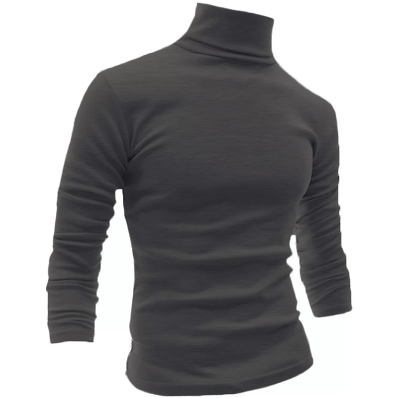 Herr Långärmad tröja Långärmad Polokrage Vår & Höst Semester Helgen Vin Mörkgrå Svart Topp t-shirt för män 2025 - $19.49 –P12