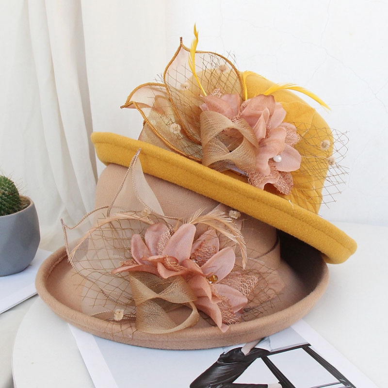 cappelli piuma artificiale poli / misto cotone bombetta / cappello a cloche autunno cappello da pescatore da sposa cappello fedora kentucky derby cocktail royal astcot stile vintage con copricapo di del 2025 a $20.99 –P1