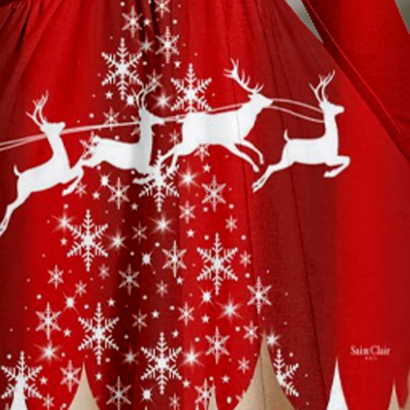 Copii Fete Rochie de Crăciun Rochie Rochie cu fulg de nea Mos Craciun Fiecare Om de Zăpadă Manșon Lung Casual Γούνινος Γιακάς Crewneck Elegant Adorabil Poliester Sub Genunchi Rochie casual Rochie 2025 - $24.99 –P11