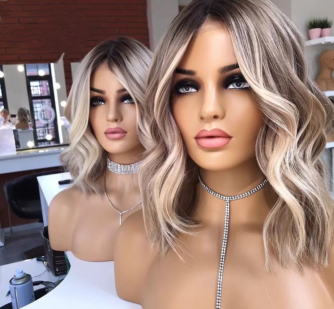 braziliaanse maagd haar asblond 13x4 lace front menselijk haar pruiken pre-geplukt body wave korte bob hoogtepunt kleur kant frontale pruik voor vrouwen 2025 - $299.99 –P1