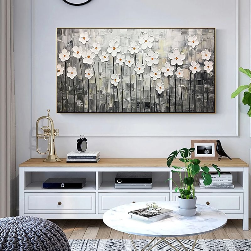 Pintura al óleo hecha a mano lienzo arte de la pared decoración espátula pintura clásica flor de ciruelo blanco para decoración del hogar enrollado sin marco pintura sin estirar 2025 - zł369.99 –P10