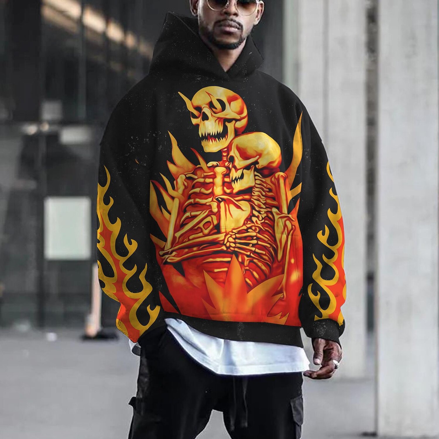 Punk Gothic Skeleton Skull Hoodie Skull Front Pocket Graphic For Couple's Men's Women's Adults' Masquerade 3D Print Casual Daily 2025 - $34.99 –P7