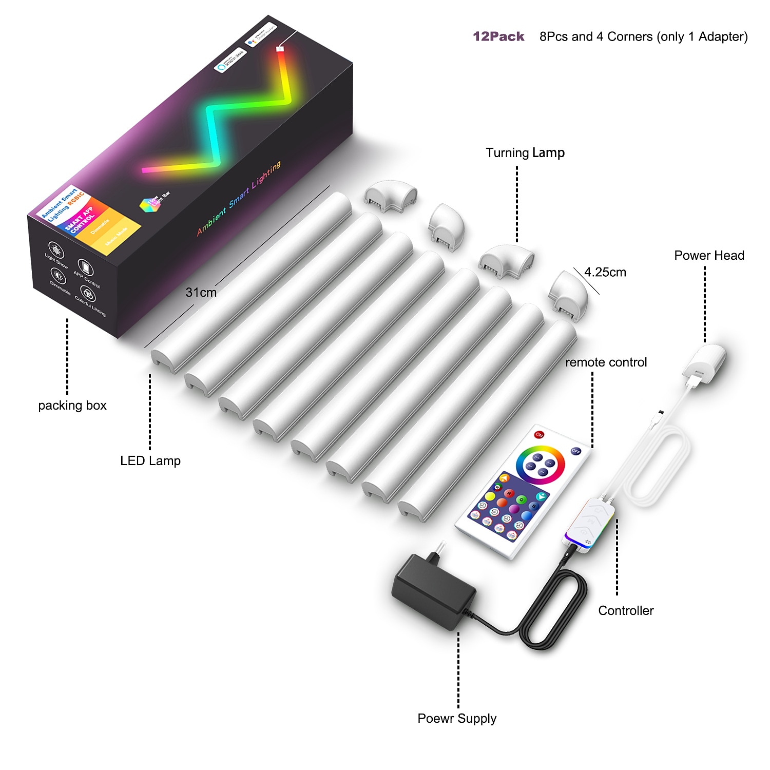 LED Smart Light RGBIC 3D Wall Light Glide Smart Wall Sconces for Gaming and Living Room Multicolor Customizable Music Sync Game Decor LED Light Bar Works with Alexa and Google Assistant 2025 - $91.99 –P4