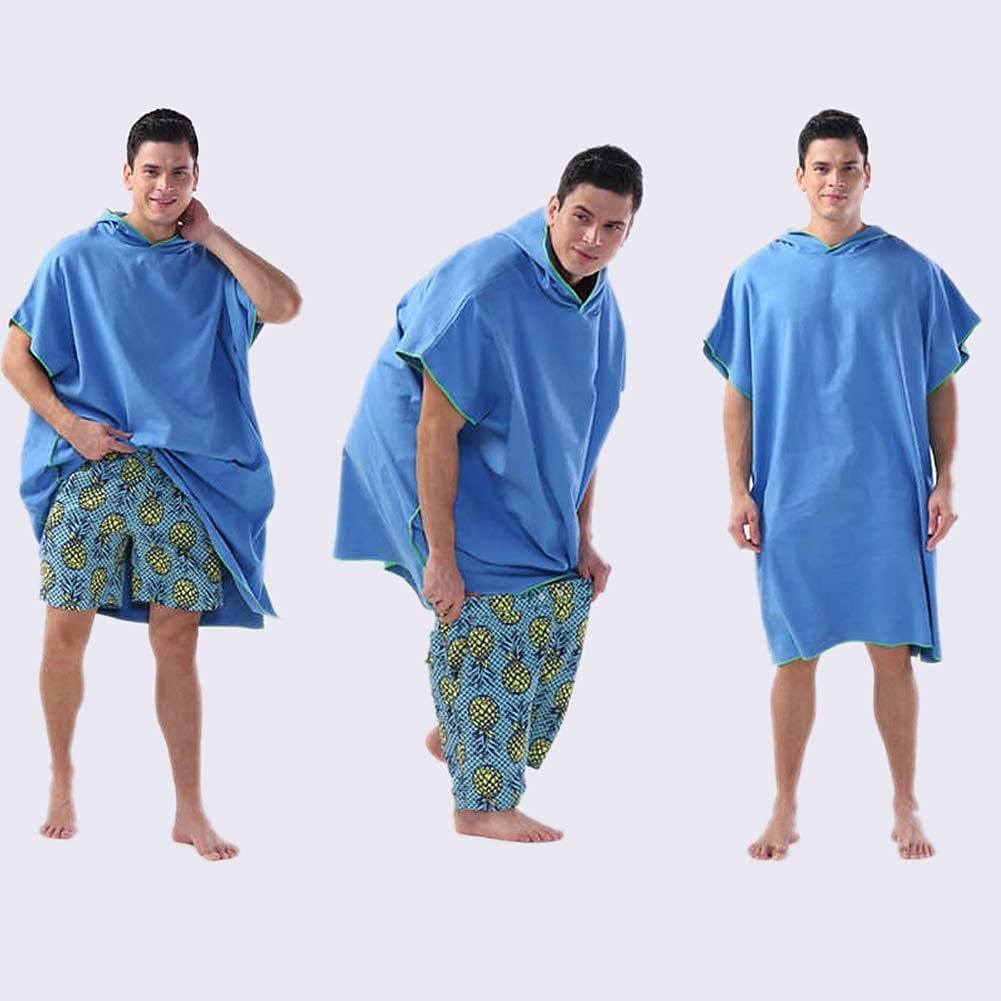 omkleedjas poncho handdoek met capuchon sneldrogende lichtgewicht omkleedhanddoek extra lang van microvezel surfponcho universele maat voor mannen vrouwen volwassenen, geschikt voor zwemmen, surfen 2025 - $37.99 –P3