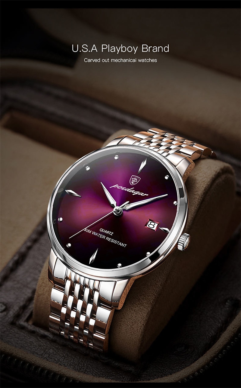 The new POEDAGAR/ P868 brand men's watch waterproof glow-in-the-dark slim calendar quartz watch is a hit with foreign trade 2025 - GBP £12 –P2