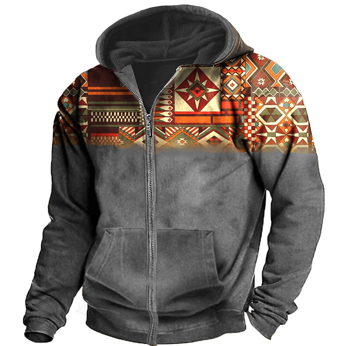Hombre Bloque de color Estampados Sudadera Sudaderas Ropa de calle Design Manga Larga Con Capucha Deporte Diario Deportes Negro Rojo Cremallera Estampado Primavera & Otoño Diseñador 2025 - $27.99 –P5