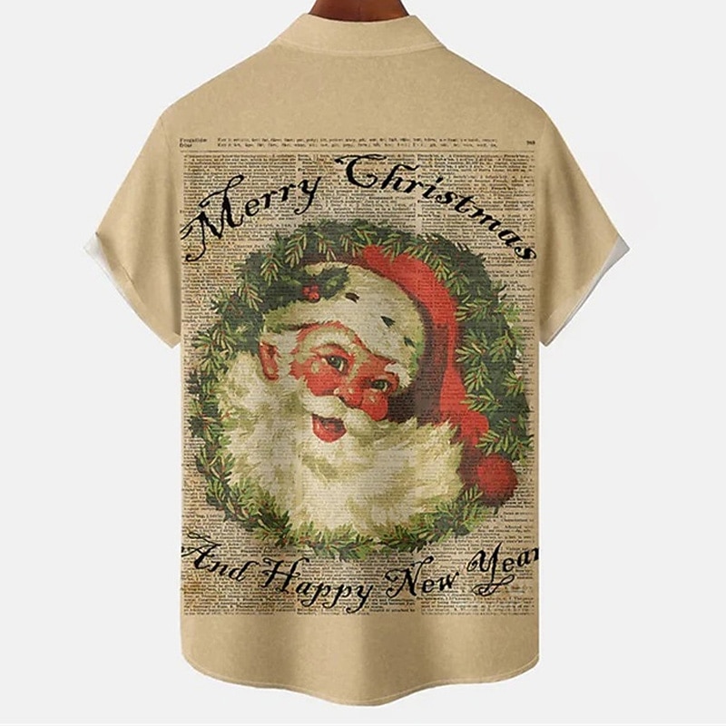 Weihnachtshemden, Herrenhemd, Weihnachtsmann, gestreift, Grafikdrucke, Turndown, Khaki, 3D-Druck, Weihnachten, Straße, kurze Ärmel, Button-Down-Druck, Kleidung, Mode, Designer, lässig 2025 - $24.99 –P3