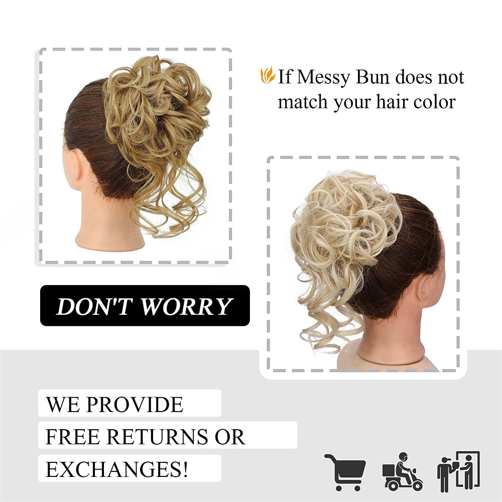 Messy Bun Hair Piece Messy Hair Bun Scrunchies for Women Tousled Updo Bun Synthetic Wavy Curly Chignon Ponytail Hairpiece for Daily Wear 2026 - $9.49 –P12