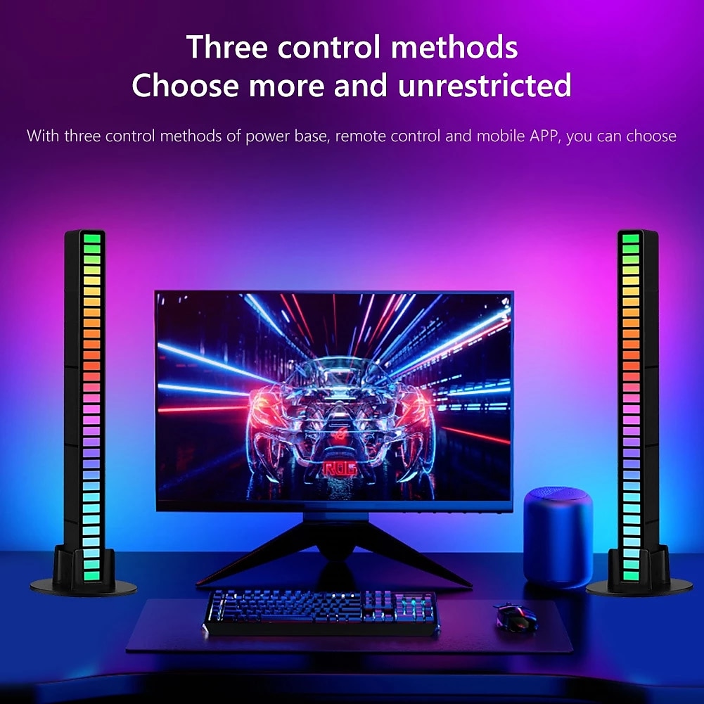 RGB Voice-controlled Synchronous Rhythm Light Internet Popular Color Music Environment Light Car Desktop Sensing Creative Led Atmosphere Light 2024 - $12.99 –P3