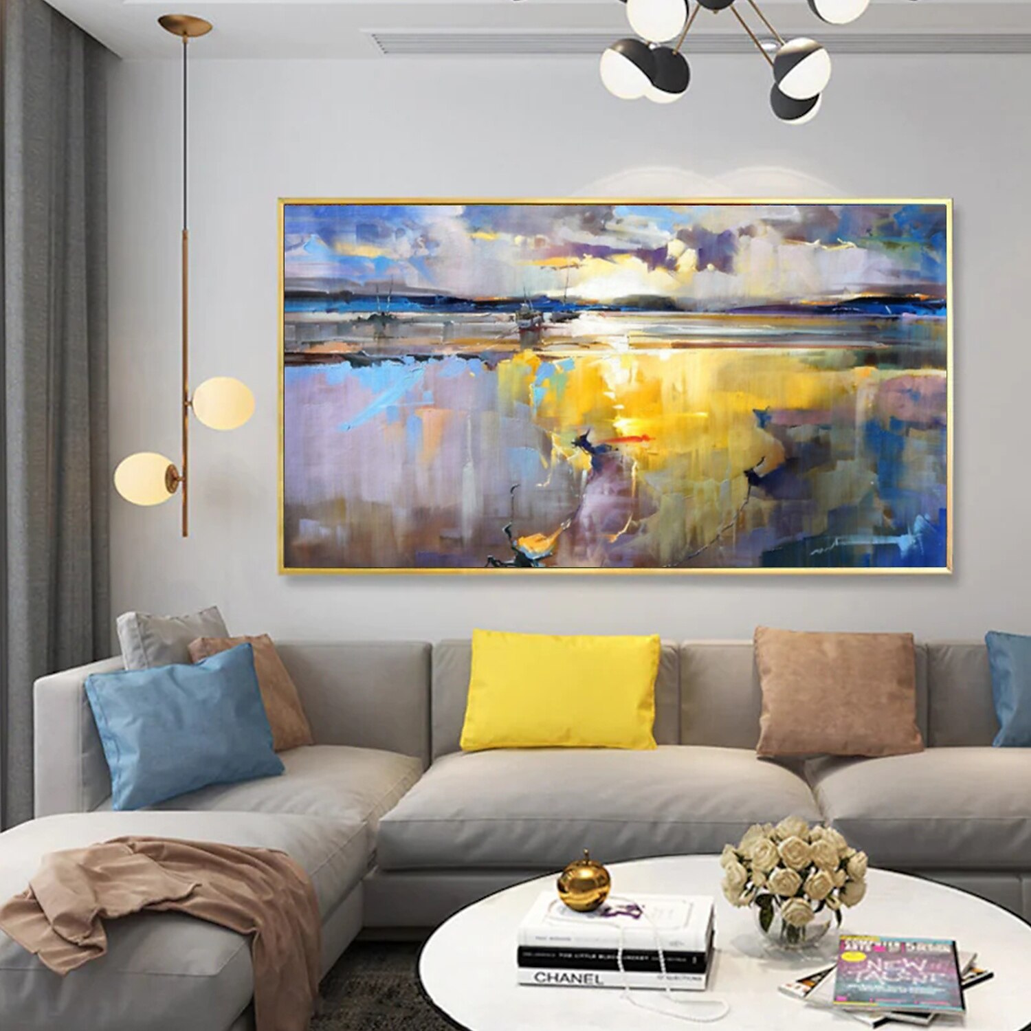 Peinture à l'huile Hang-peint Peint à la main Panoramique horizontal Abstrait Paysage Moderne Toile roulée (sans cadre) de 2025 ? $116.99 –P1