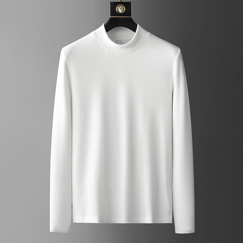 Men's Turtleneck shirt Long Sleeve Shirt Long Sleeve Crew Neck Spring & Fall Plain Fashion Casual Comfortable Street Holiday Going out Black White Blue Top Tee for Men 2025 - $20.99 –P6