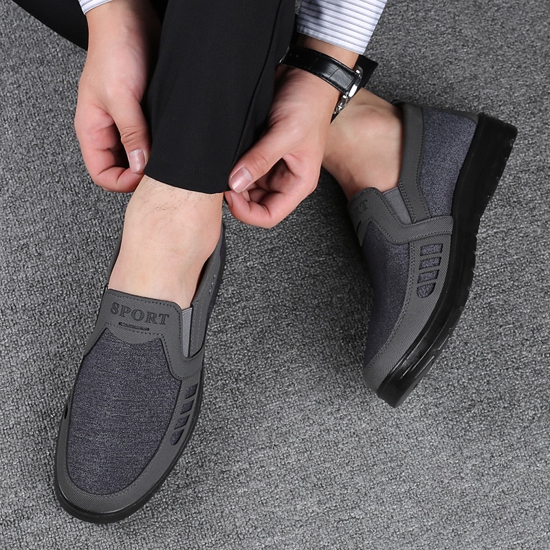 Herr Tofflor och Slip-Ons Komfort Loafers Plusstorlekar Tyg Loafers Komfortskor Vintage Klassisk Ledigt Utomhus Dagligen Kanvas Loafers Svart Brun Grå Färgblock Vår Höst 2025 - $26.99 –P2