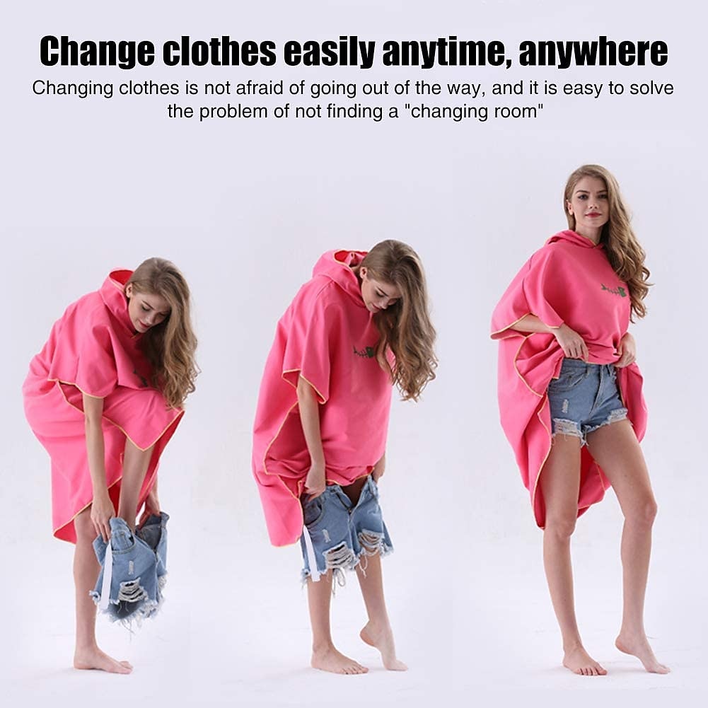 omkleedjas poncho handdoek met capuchon sneldrogende lichtgewicht omkleedhanddoek extra lang van microvezel surfponcho universele maat voor mannen vrouwen volwassenen, geschikt voor zwemmen, surfen 2025 - $37.99 –P2