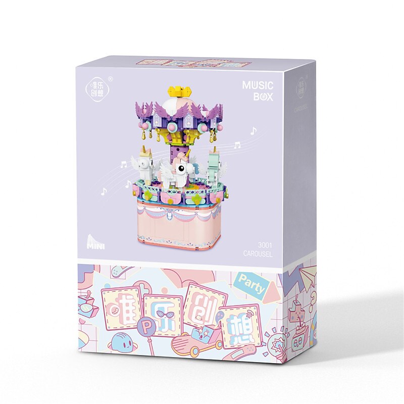 blocuri de construcție, set de blocuri de construcție cutie muzicală carusel 885 buc / 710. set de construcție pentru a construi, jucărie de asamblare pentru copii adulți un cadou grozav pentru cei 2025 - $54.99 –P5