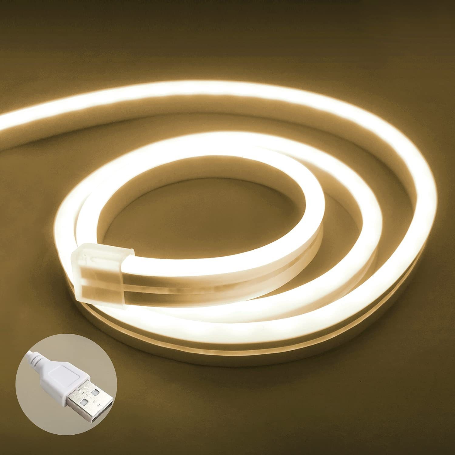 Bande lumineuse LED néon flexible USB de 2 m 6,56 pi avec température de couleur blanc chaud rose jaune vert rouge étanche IP65 pour décoration de mariage de Noël intérieure et extérieure de 2025 ? $20.99 –P1