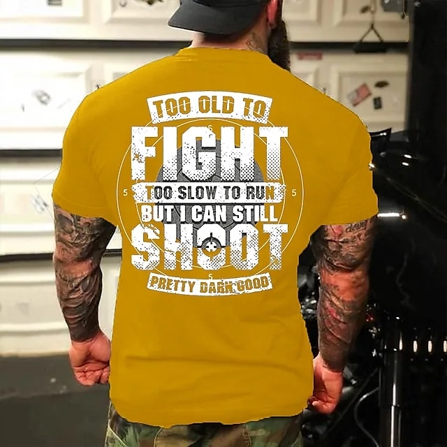 Homens Letra Velho demais para lutar Camiseta Camisetas gráficas 100% Algodão Manga Curta Gráfico Camisa Preto Vinho Vermelho Camiseta confortável Rua Feriado Roupas de estilistas de 2025 por $15.99 –P14
