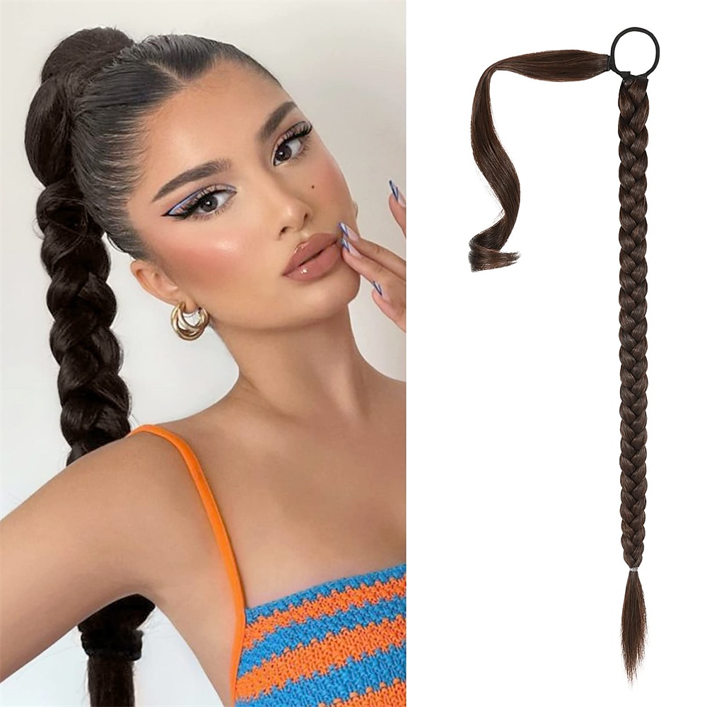 Clip Rabos-de-Cavalo Clássico / sintético / Penteado de trança francesa Cabelo Sintético Pedaço de cabelo Alongamento Liso Longo Festa / Roupa Diária / Festas & Noite de 2025 por $10.99 –P9