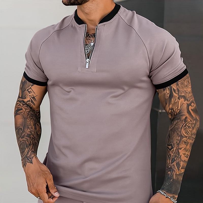 Férfi Póló öltönyök Tracksuit Teniszing Rövidnadrág és póló szett Rövid ujjú Henley Tavasz & Ősz Sima Sportok Dizájn Klasszikus 2 db Szabadtéri Utca Napi Fekete Fehér Poros Rózsa Férfi felső póló 2025 - $32.99 –P5