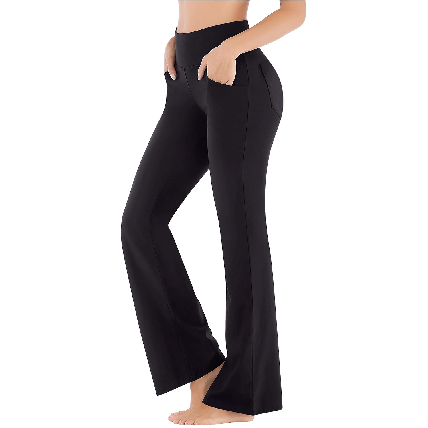 Women's Yoga Pants Side Pockets Wide Leg High Waist Yoga Fitness Gym Workout Bottoms Dark Grey Navy Black Spandex Sports Activewear High Elasticity 2025 - $19.99 –P10