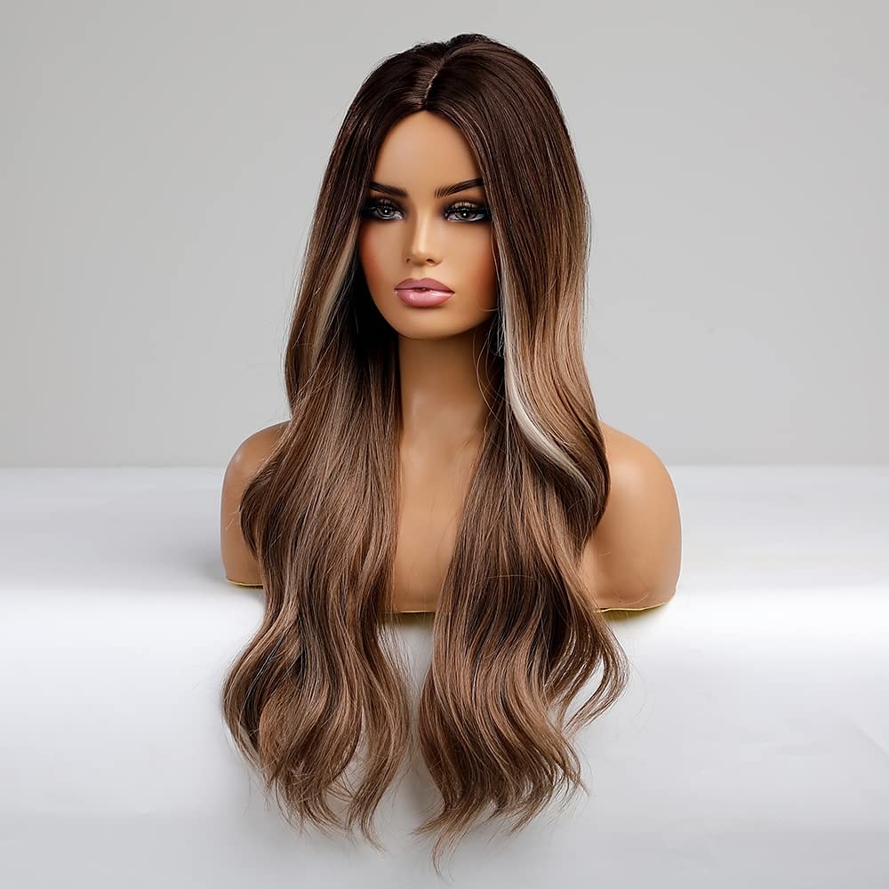 hete roze pruik magenta pruik lang krullend golvend roze pruiken voor vrouwen meisjes middelste deel hittebestendige hight density synthetische pruiken 2025 - $24.99 –P13