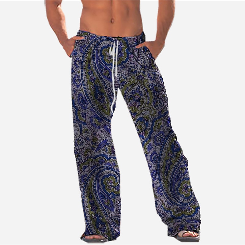 Hombre Pantalones Pantalones de verano Pantalones de playa Corte Recto Bolsillo Correa Cintura elástica Estampados Comodidad Transpirable Casual Diario Festivos Ropa de calle Design Rojo Azul Piscina 2025 - $25.99 –P3