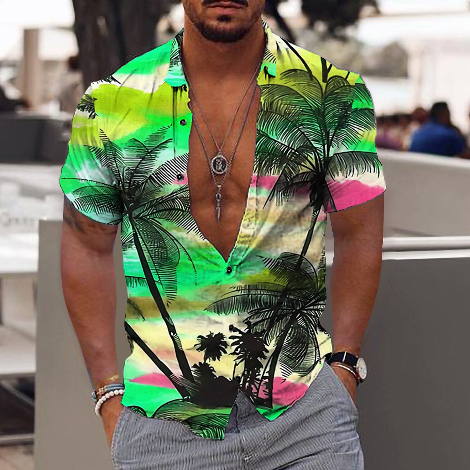 Per uomo Albero di cocco Paesaggi Piante tropicali Camicia Camicia hawaiana Camicia Aloha Manica corta Camicia Collo ripiegabile Di tendenza Hawaiano Originale Esterno Strada Informale Bianco + rosso del 2025 a $24.99 –P4