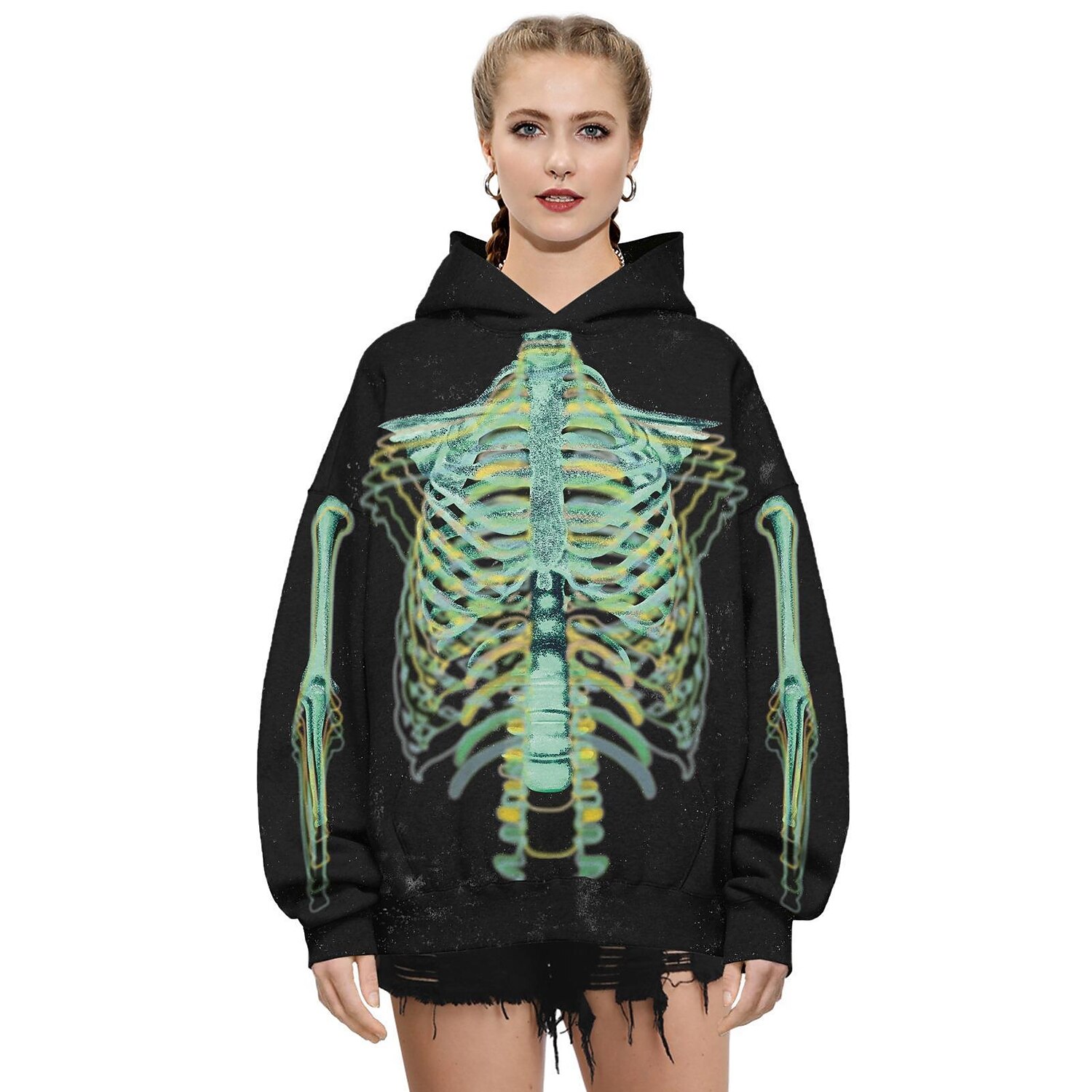Punk Gothic Skeleton Skull Hoodie Skull Front Pocket Graphic For Couple's Men's Women's Adults' Masquerade 3D Print Casual Daily 2025 - $34.99 –P19