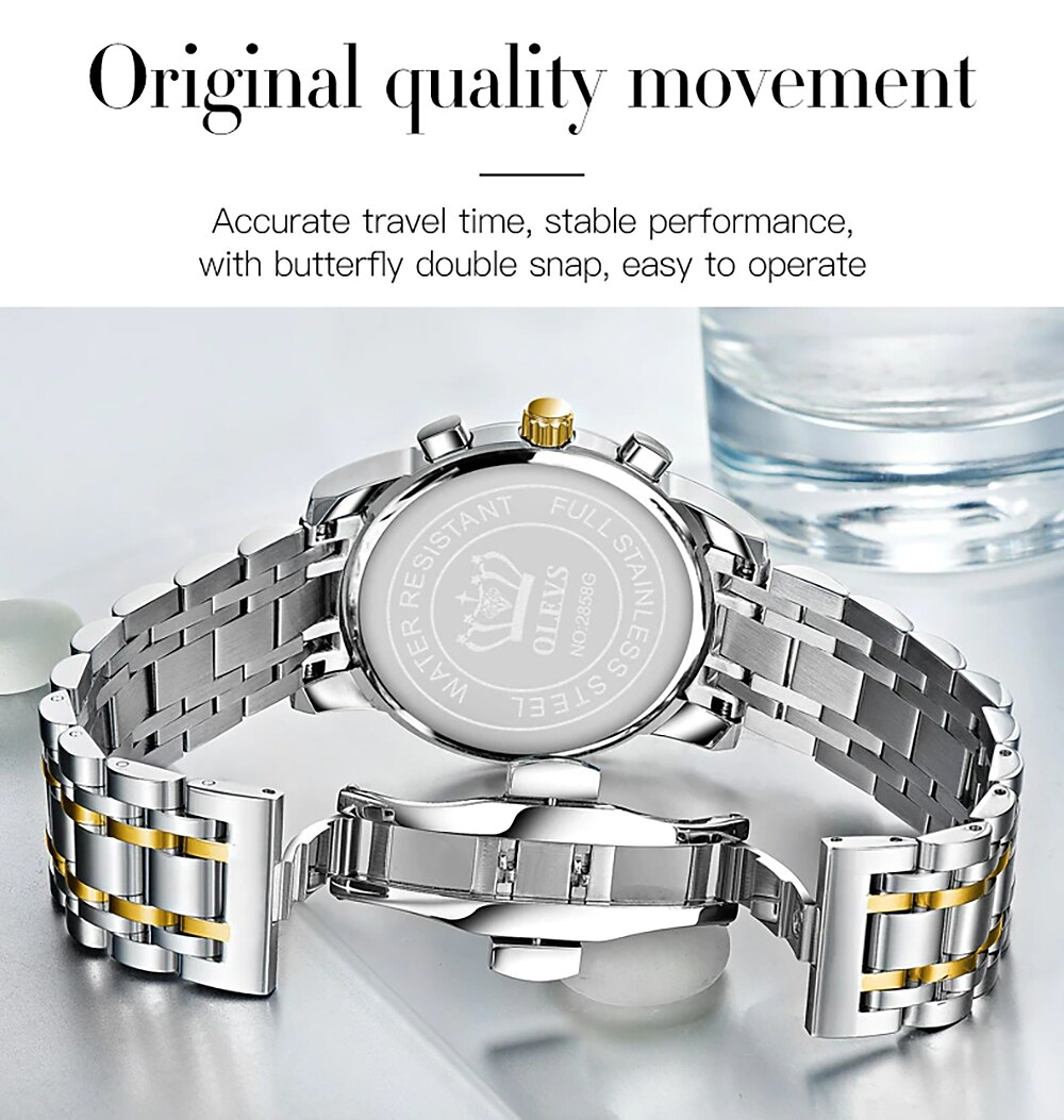 OLEVS Quartz Watch for Men Chronograph Luminous Luxury Wristwatch Large Dial Calendar Day Date Metal Stainless Steel Waterproof Wrist Watch Fashion Stylish Business Classic Gift 2026 - $39.99 –P11