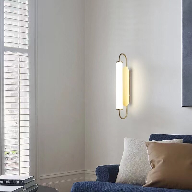Applique murale led en laiton, applique murale en verre en fer forgé à bande moderne, appliques murales d'éclairage de chevet de chambre à coucher intérieure, lampes d'escalier de salon de 2025 ? $59.99 –P6