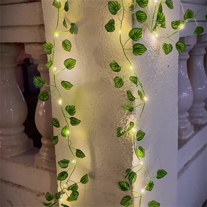 Artificial Plants LED String Light 2M 20LEDS Fairy Lights Creeper Green Leaf Christmas Home Wedding Outdoor Ivy Vine Decoration Lamp DIY Hanging Garden Patio Yard (without Battery) 2025 - $9.49 –P3