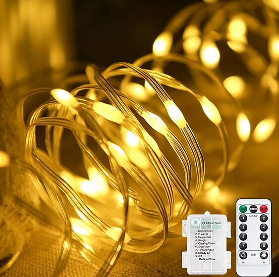 أضواء سلسلة الجنية led 5m 10m البطارية / USB تعمل بجهاز التحكم عن بعد الموقت وميض سلسلة الأنوار 8 أوضاع أضواء اليراع 2025 - $14.99 –P3