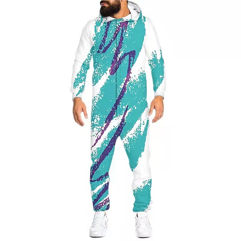 Férfi Lounge-ruházat Kezeslábasok Onesie pizsama Fólia Egyszerű Alkalmi Kényelmes Otthon Napi Pamut Mokaszinok Légáteresztő Kapucni Hosszú ujj Zseb Ősz fehér por Fekete 2025 - $21.99 –P3