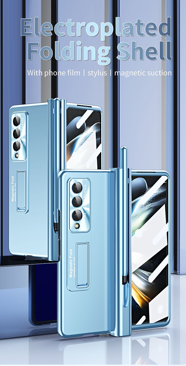 τηλέφωνο tok Για Samsung Galaxy Z Fold 5 Z Fold 4 Z Fold 3 Πίσω Κάλυμμα Προστατευτικό φακού κάμερας Σταντ ποδηλάτου με στυλό S Μονόχρωμο Ψημένο γυαλί PC Μεταλλικό 2025 - $34.99 –P1